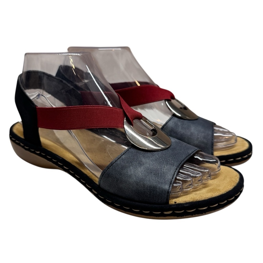 RIEKER Regina Sandals Blue Red open toe Shoes Womens EU 37 US 6 Style 659Q9-14